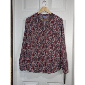 Laura Scott Women's Long Sleeve Paisley Print Blouse - Size L